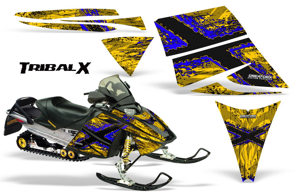 Ski-Doo Rev Graphics Kit TribalX Blue Yellow